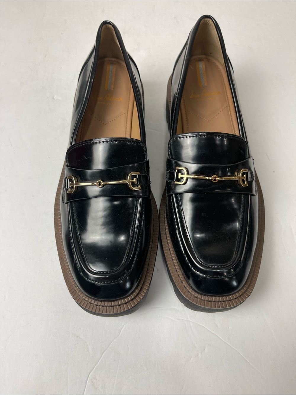 Sam Edelman Laurs Leather Chunky Lug-sole Loafers Womens Size 8.5M Black Career